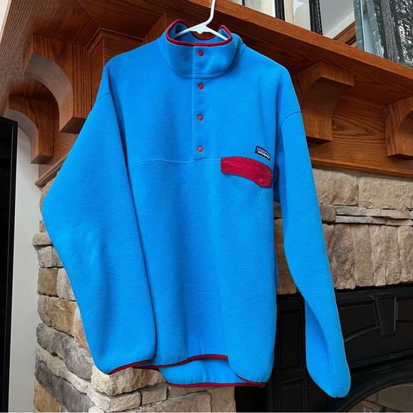 Patagonia Synchilla Blue Red Fleece Snap-T Pullover L - Picture 7 of 7